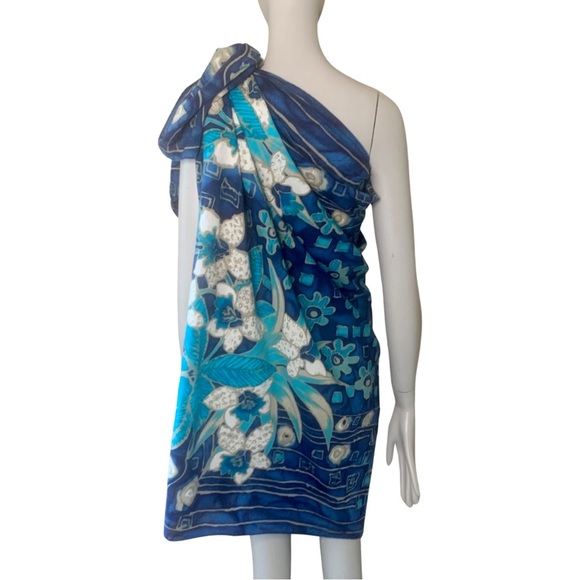 HP🎉 SAKS FIFTH AVENUE Swim Coverup Pareo Wrap Large Scarf Cotton Tropical Floral - Picture 9 of 16